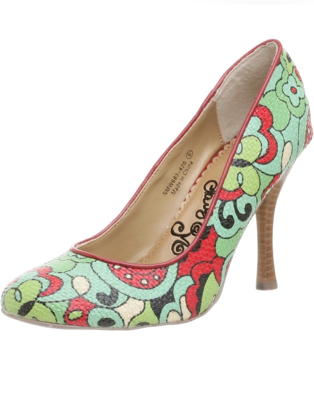 Naughty Monkey Women’s Red & Green Floral Pointed Pump